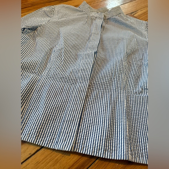 LL Bean Seersucker Button Down Jacket/Blazer Women’s Size 16 276042 Blue/White - Picture 11 of 15